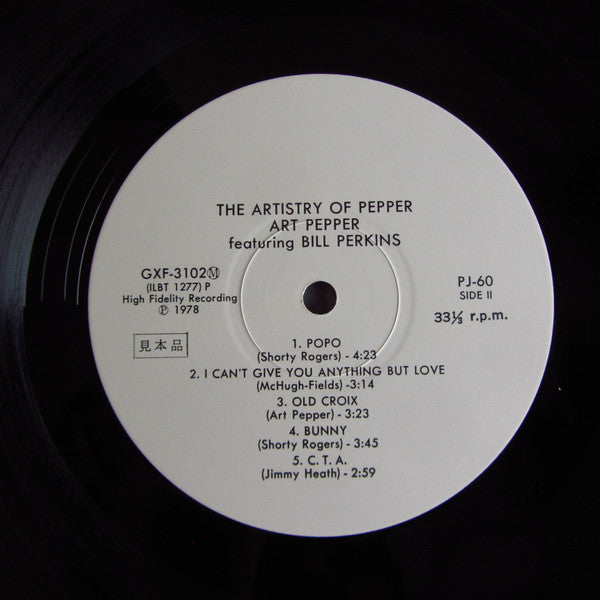 Art Pepper - The Artistry Of Pepper (Vinyl, LP, Album, Promo, Reissue, Mono) Very Good Plus (VG+) / Good Plus (G+)