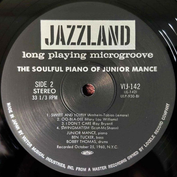 Junior Mance - The Soulful Piano Of Junior Mance (Vinyl, LP, Album, Reissue, Stereo) Very Good Plus (VG+) / Very Good (VG)
