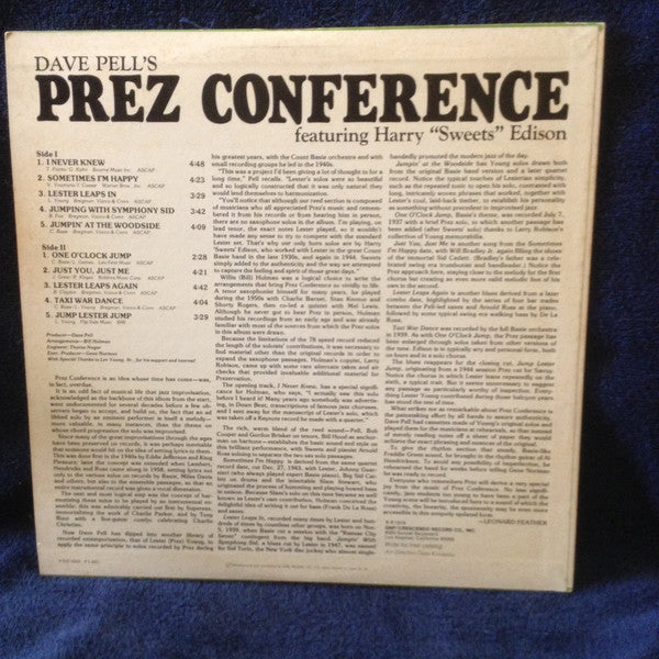 Dave Pell - Dave Pell's Prez Conference (Vinyl, LP) Good Plus (G+) / Good Plus (G+)