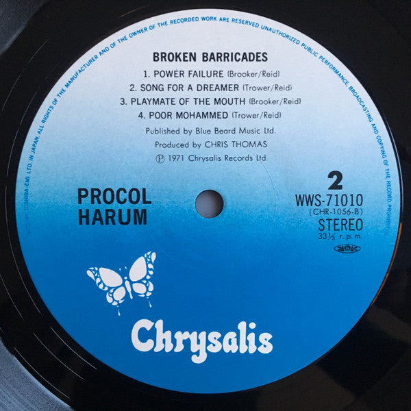 Procol Harum - Broken Barricades (Vinyl, LP, Album, Reissue) Very Good Plus (VG+) / Good Plus (G+)