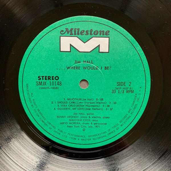 Jim Hall - ...Where Would I Be? (Vinyl, LP, Album) Very Good (VG) / Good Plus (G+)