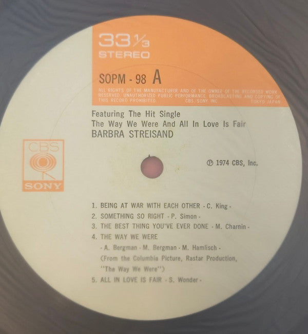 Barbra Streisand - The Way We Were (Vinyl, LP, Album) Good Plus (G+) / Very Good Plus (VG+)