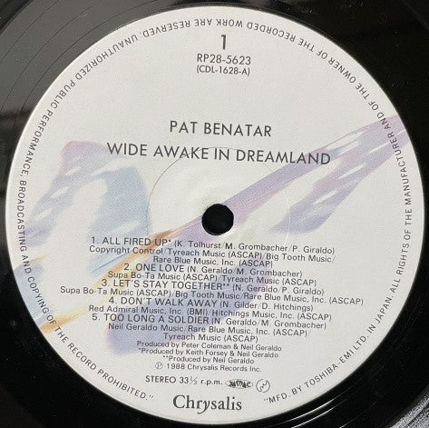 Pat Benatar - Wide Awake In Dreamland (Vinyl, LP, Album) Very Good (VG) / Very Good (VG)