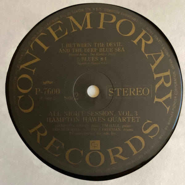 Hampton Hawes Quartet - All Night Session! Vol. 3 (Vinyl, LP, Album, Reissue, Stereo) Very Good Plus (VG+) / Very Good (VG)