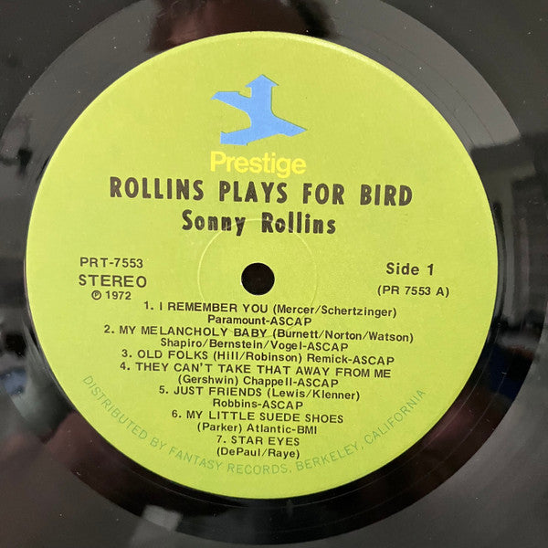 Sonny Rollins - Rollins Plays For Bird (Vinyl, LP, Album, Stereo, Reissue, Remastered) Very Good Plus (VG+) / Good Plus (G+)