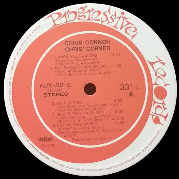 Chris Connor - Chris' Corner (Vinyl, LP, Album) Very Good Plus (VG+) / Very Good Plus (VG+)