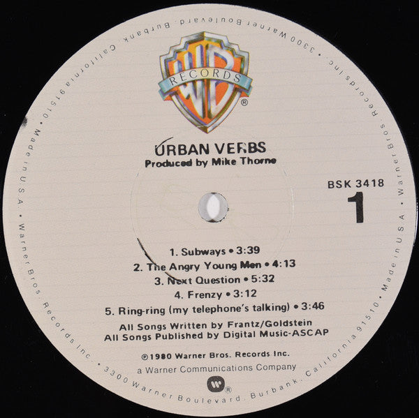 Urban Verbs - Urban Verbs (Vinyl, LP, Album) Very Good Plus (VG+) / Good Plus (G+)
