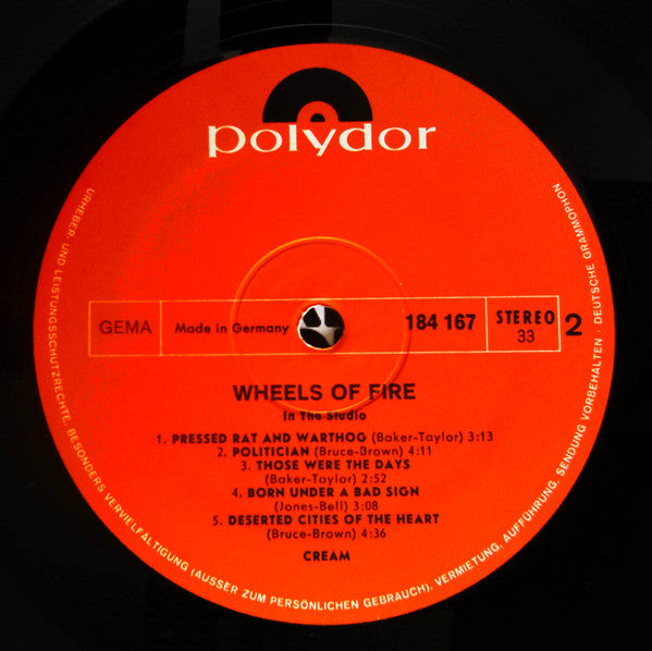 Cream (2) - Wheels Of Fire (2xVinyl, LP, Album) Near Mint (NM or M-) / Good Plus (G+)