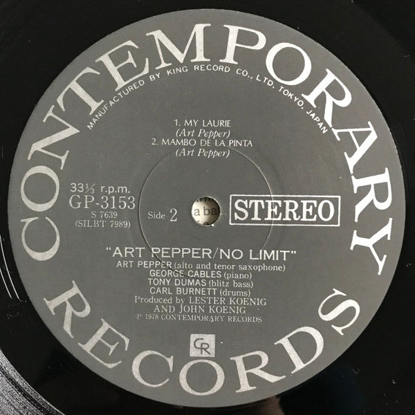 Art Pepper - No Limit (Vinyl, LP, Album, Stereo) Very Good Plus (VG+) / Good Plus (G+)