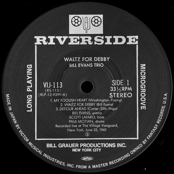 The Bill Evans Trio - Waltz For Debby (Vinyl, LP, Album, Reissue, Stereo) Very Good (VG) / Very Good (VG)