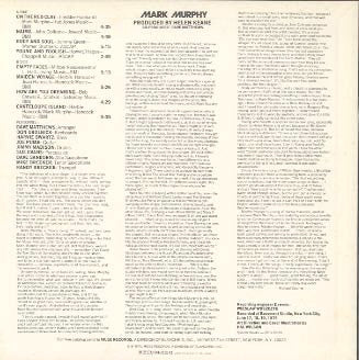 Mark Murphy - Sings (Vinyl, LP, Album) Very Good Plus (VG+) / Very Good Plus (VG+)