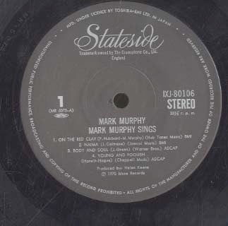 Mark Murphy - Sings (Vinyl, LP, Album) Very Good Plus (VG+) / Very Good Plus (VG+)