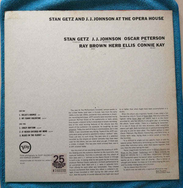 Stan Getz - At The Opera House (Vinyl, LP, Album, Stereo) Very Good Plus (VG+) / Very Good Plus (VG+)