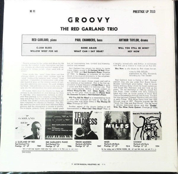The Red Garland Trio - Groovy (Vinyl, LP, Album, Reissue, Mono)