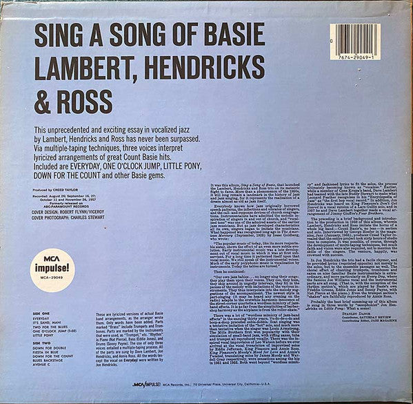 Lambert, Hendricks & Ross - Sing A Song Of Basie (Vinyl, LP, Album, Reissue) Very Good (VG) / Very Good (VG)