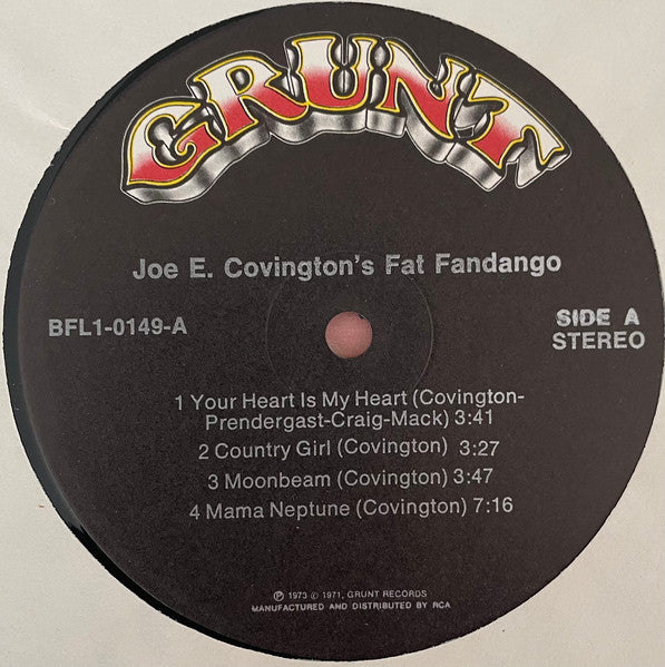 Joe E. Covington's Fat Fandango - Joe E. Covington's Fat Fandango (Vinyl, LP, Album, Stereo) Very Good Plus (VG+) / Good Plus (G+)
