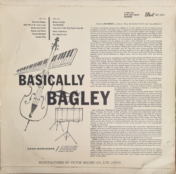 Don Bagley - Basically Bagley (Vinyl, LP, Album, Mono) Very Good Plus (VG+) / Very Good Plus (VG+)