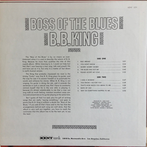 BB King - Boss Of The Blues (Vinyl, LP, Compilation, Reissue, Stereo) Very Good (VG) / Very Good (VG)