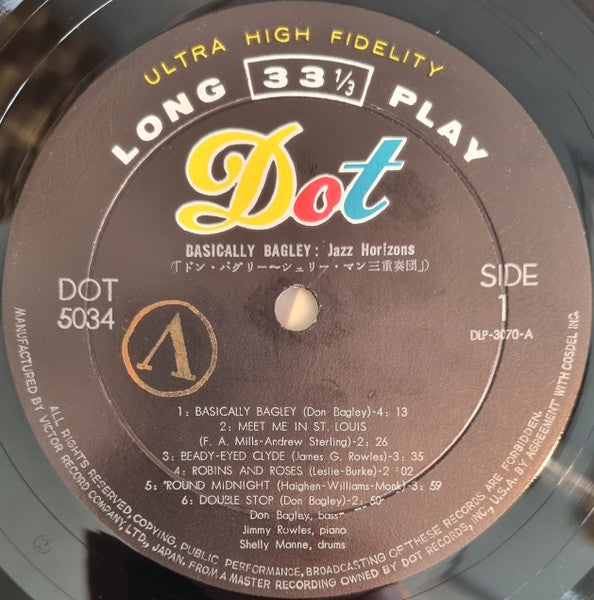 Don Bagley - Basically Bagley (Vinyl, LP, Album, Mono) Very Good Plus (VG+) / Very Good Plus (VG+)