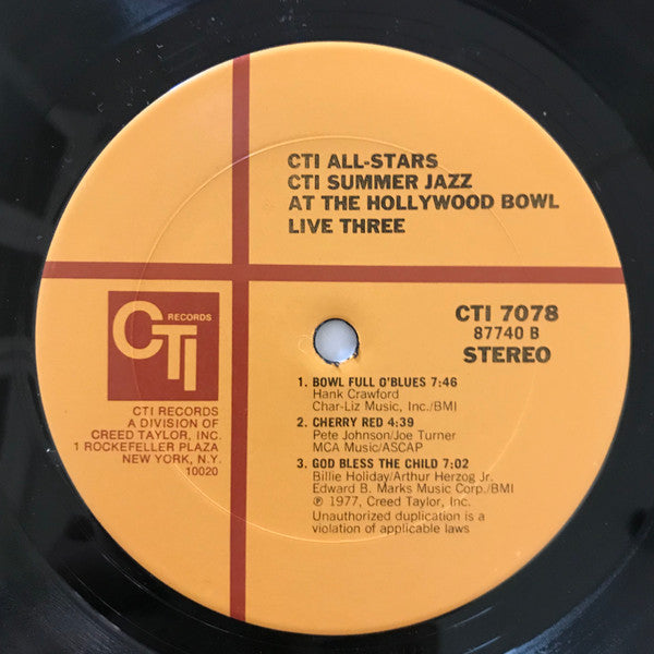 CTI All-Stars - CTI Summer Jazz At The Hollywood Bowl Live Three (Vinyl, LP, Album) Very Good (VG) / Poor (P)