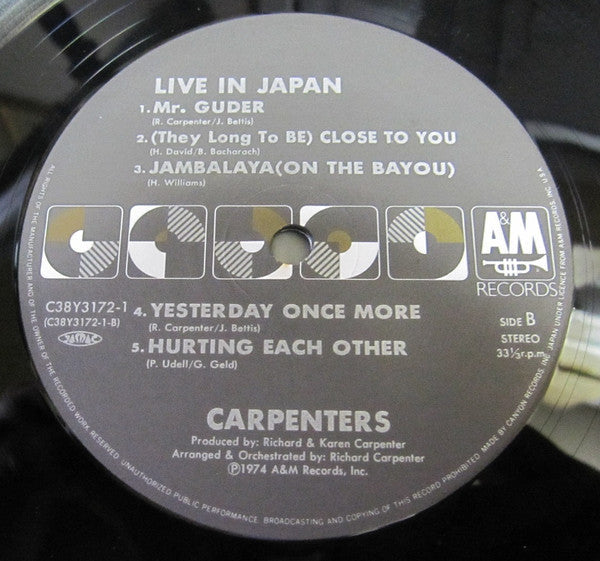 Carpenters - Live In Japan (2xVinyl, LP, Album, Reissue, Stereo) Very Good (VG) / Very Good (VG)