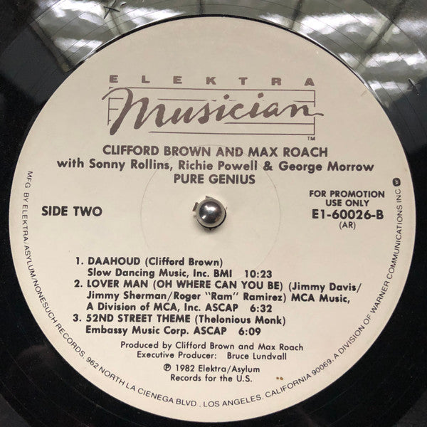 Clifford Brown And Max Roach - Pure Genius (Volume One) (Vinyl, LP, Album, Promo) Very Good Plus (VG+) / Very Good Plus (VG+)