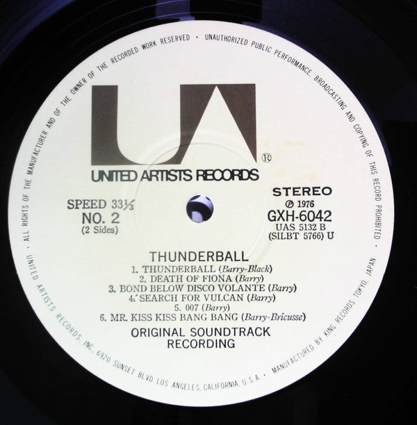 John Barry - 007 サンダーボール作戦 = Thunderball (Original Motion Picture Soundtrack) (Vinyl, LP, Album) Good Plus (G+) / Very Good (VG)