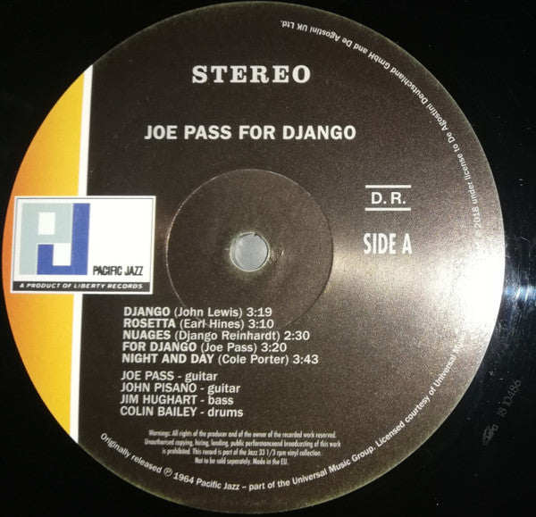 Joe Pass - For Django (Vinyl, LP, Album, Reissue, Stereo) Near Mint (NM or M-) / Near Mint (NM or M-)