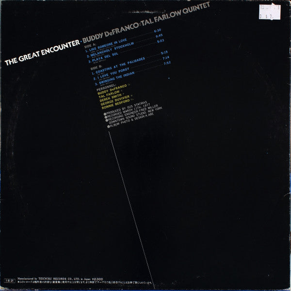 Buddy DeFranco - Tal Farlow Quintet - The Great Encounter (Vinyl, LP, Album) Very Good Plus (VG+) / Very Good Plus (VG+)
