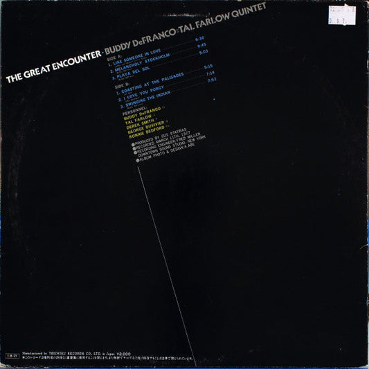 Buddy DeFranco - Tal Farlow Quintet - The Great Encounter (Vinyl, LP, Album) Very Good Plus (VG+) / Very Good Plus (VG+)
