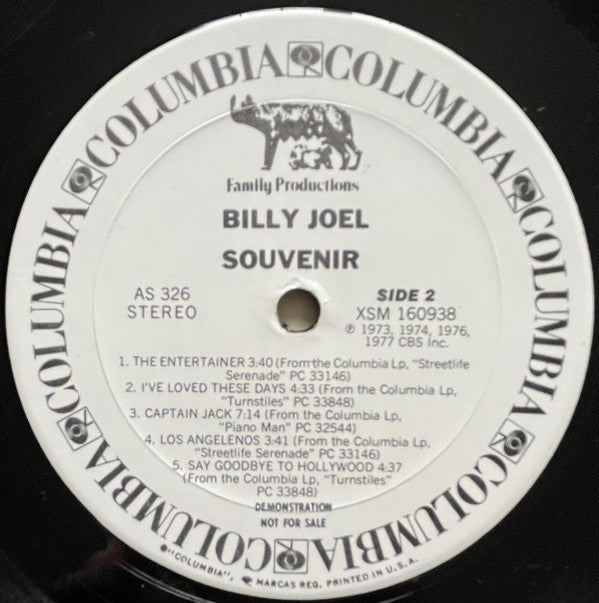 Billy Joel - Souvenir (Vinyl, LP, Promo, Sampler, Unofficial Release) Very Good (VG) / Very Good (VG)