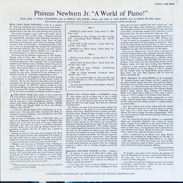 Phineas Newborn Jr. - A World Of Piano! (Vinyl, LP, Album, Reissue,...
