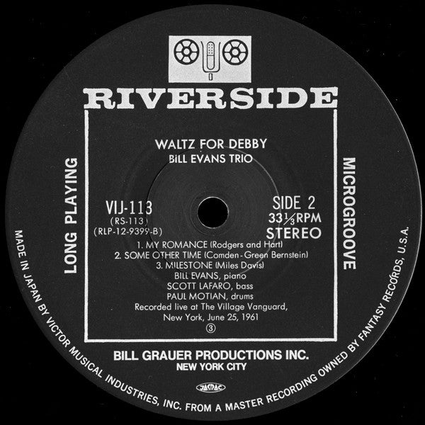 The Bill Evans Trio - Waltz For Debby (Vinyl, LP, Album, Reissue, Stereo) Very Good (VG) / Very Good (VG)
