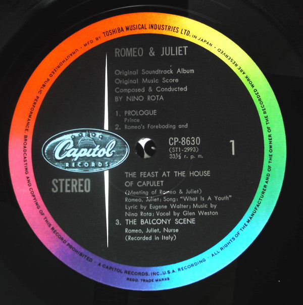 Nino Rota - ロミオとジュリエット = Romeo & Juliet (Vinyl, LP, Album, Stereo) Near Mint (NM or M-) / Very Good (VG)