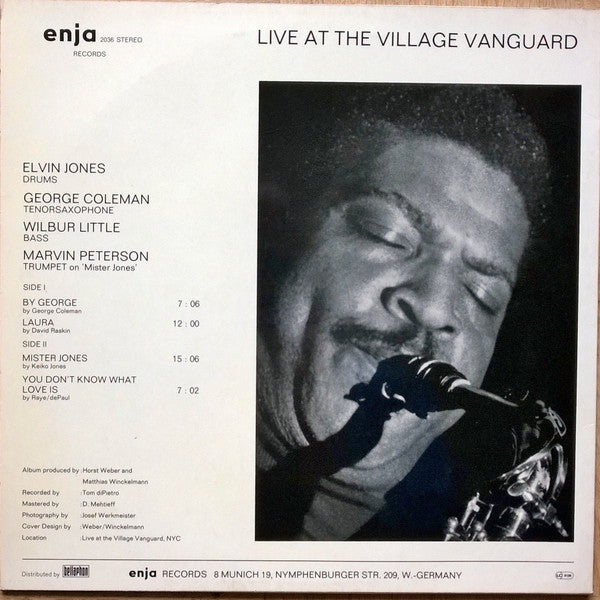 Elvin Jones - Live At The Village Vanguard (Vinyl, LP, Album, Reissue) Very Good Plus (VG+) / Very Good (VG)