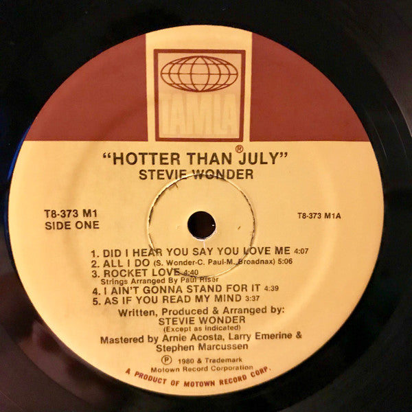 Stevie Wonder - Hotter Than July (Vinyl, LP, Album, Stereo)