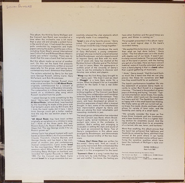 Gerry Mulligan & The Concert Jazz Band - Gerry Mulligan Presents A Concert In Jazz (Vinyl, LP, Album, Mono) Very Good Plus (VG+) / Good Plus (G+)