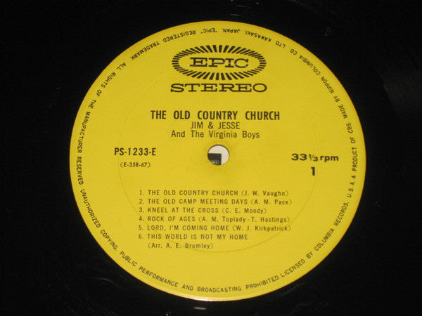 Jim & Jesse And The Virginia Boys - The Old Country Church (Vinyl, LP, Stereo) Very Good (VG) / Very Good (VG)
