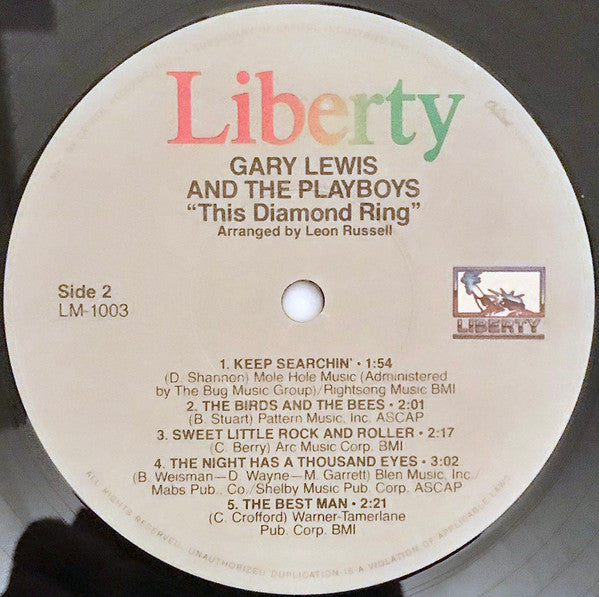 Gary Lewis & The Playboys - This Diamond Ring (Vinyl, LP, Album, Reissue) Very Good (VG) / Very Good (VG)