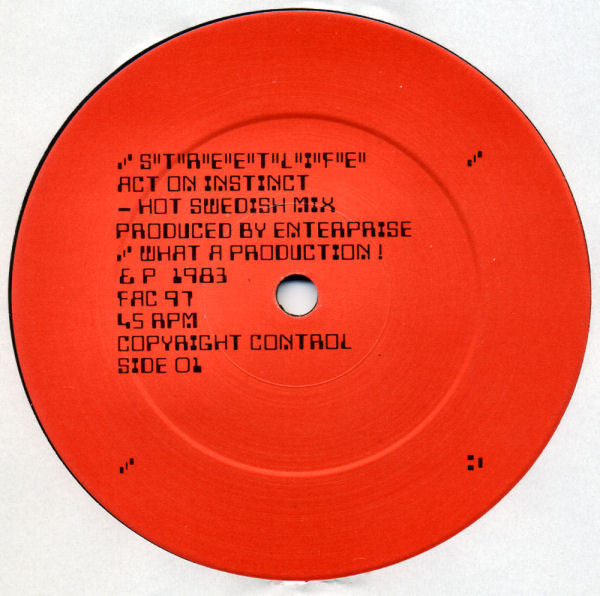 Streetlife (4) - Act On Instinct (Vinyl, 12", 45 RPM, Single) Very Good (VG) / Very Good (VG)