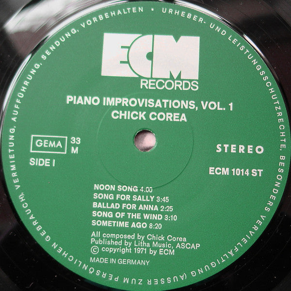 Chick Corea - Piano Improvisations Vol. 1 (Vinyl, LP, Album) Very Good Plus (VG+) / Very Good Plus (VG+)
