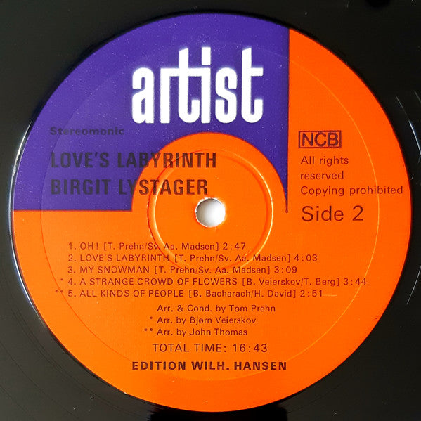 Birgit Lystager - Love's Labyrinth (Vinyl, LP, Stereo, Mono) Very Good Plus (VG+) / Good Plus (G+)
