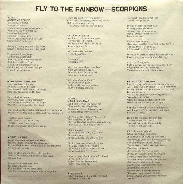 Scorpions - Fly To The Rainbow (Vinyl, LP, Album, Reissue)