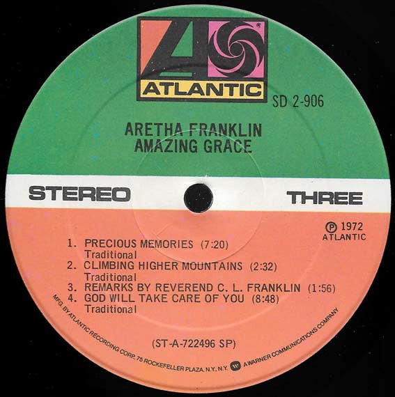 Aretha Franklin - Amazing Grace (2xVinyl, LP, Album, Reissue) Very Good Plus (VG+) / Very Good (VG)