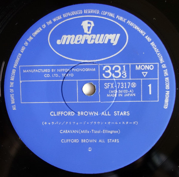 Clifford Brown All Stars - Clifford Brown All Stars (Vinyl, LP, Album, Mono) Very Good (VG) / Very Good Plus (VG+)