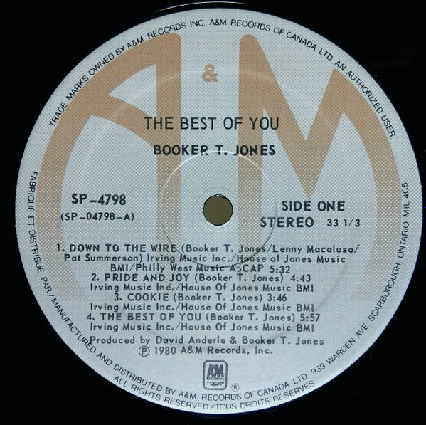 Booker T. Jones - The Best Of You (Vinyl, LP, Album, Stereo) Very Good (VG) / Very Good (VG)