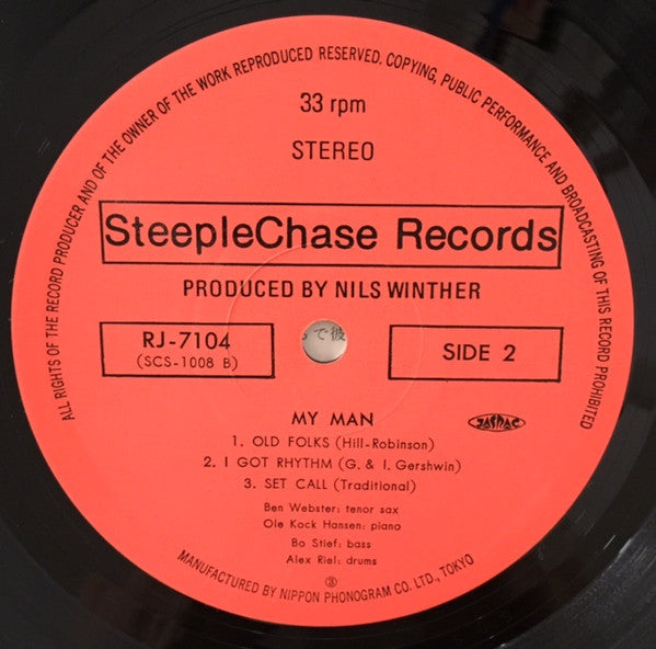 Ben Webster - My Man - Live At Montmartre 1973 (Vinyl, LP, Album, Stereo) Very Good (VG) / Very Good (VG)
