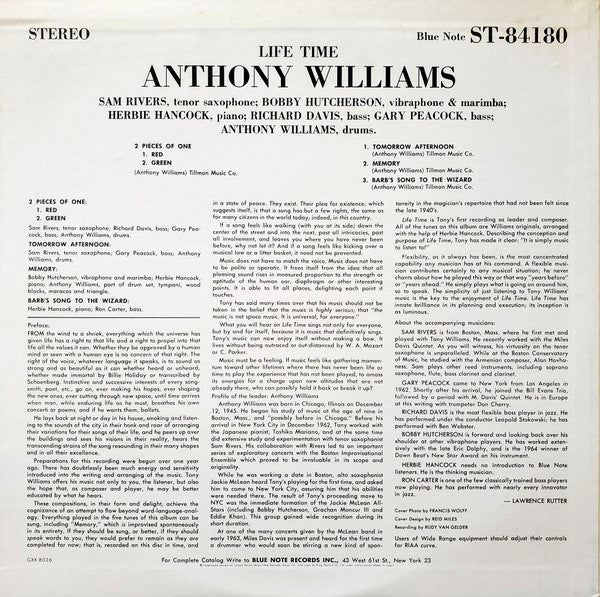 Anthony Williams - Life Time (Vinyl, LP, Album, Reissue, Stereo) Very Good Plus (VG+) / Very Good (VG)