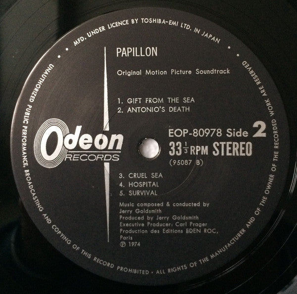 Jerry Goldsmith - Papillon (Bande Sonore Originale Du Film = Original Motion Picture Soundtrack) (Vinyl, LP, Album) Very Good Plus (VG+) / Very Good (VG)