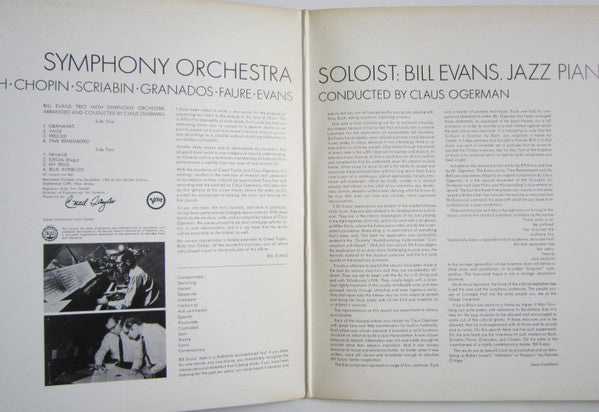 The Bill Evans Trio - Bill Evans Trio With Symphony Orchestra (Vinyl, LP, Album, Reissue, Stereo) Very Good (VG) / Very Good Plus (VG+)